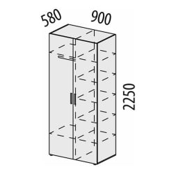 Шкаф для одежды с полками и штангой (лев/прав) Монако 903.13 Дуб Вотан / Белый шпон / Альпийский белый