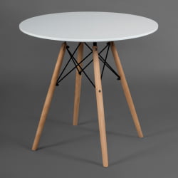 Дизайнерский стол CINDY NEXT (mod. 70-80 MDF) металл/мдф/бук, D70х75см, белый/натуральный