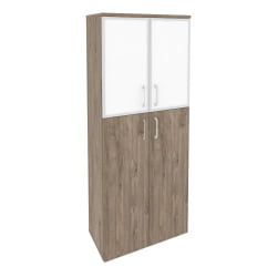 Шкаф высокий широкий ОНИКС О.СТ-1.7Р вхите Тиквуд Темный / ONIX O.ST-1.7R white