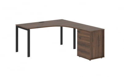 Стол эргономичный с тумбой правый EDIS EUCET 1518 R Дуб Денвер темный Черный