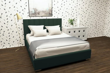 Кровать 90 на 200 Терра с ортопедическим основанием Цвет фасада: Зеленый; Материал фасада: Металл/Велюр; Спальное место: 900х2000 мм