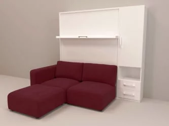 Шкаф-диван-кровать Смарт 1 правый с пуфом 1600 Венге