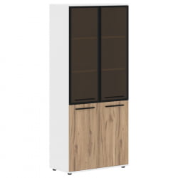 Шкаф комбинированный  с дверьми в металлической раме ЕДИС ЕХCС 85.7 Дуб Денвер светлый Черный Белый / EDIS EHCS