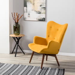 Кресло Хайбэк желтый/т.орех