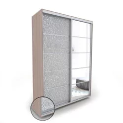 Бежевый шкаф-купе Акцент-Квадро КЛ 1400х600 Шимо светлый/хром