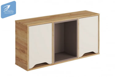 Полка навесная RICH ПН-001 Миндаль/Глиняный серый/дуб крафт золотой