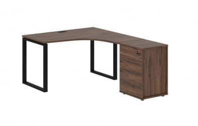 Стол эргономичный с тумбой правый ЕДИС ЕКCЕТ 1318 Р Дуб Денвер темный Черный / EDIS EQCET R