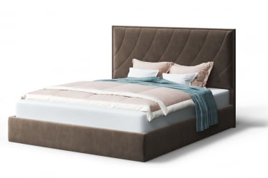 Кровать СОФИЯ 2000*1600мм (без опор), велюр Бренди лайт 29 (коричневый), (б/основания, б/матраса)