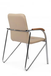 Стул Самба с деревянными подлокотниками SMB-02H Хром гальв. Бежевый