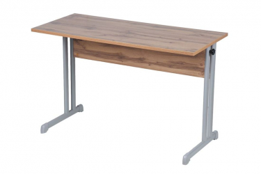 Парта двухместная с прямыми углами (рост 6) Белая ЛДСП/Серая кромка/Металл Серый