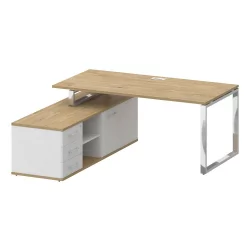 Стол руководителя с опорной греденцией , левый SHIFT SK.SRG-180 (L) Тиквуд Светлый/Белый Бриллиант