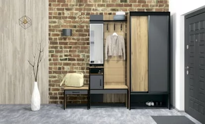 Прихожая Ольга-Лофт комплект №1 Дуб Крафт золотой Темно-серый