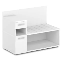 Тумба багажная с ящиком и дверью левый Ornata 	Н-444 Л Белый Шагрень