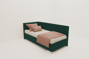 ДЕТСКАЯ МЯГКАЯ ИНТЕРЬЕРНАЯ КРОВАТЬ ТЕРРА С ОРТОПЕДИЧЕСКИМ ОСНОВАНИЕМ (BERHOUSE) Цвет фасада: Зеленый; Материал фасада: Металл/Велюр; Спальное место: 800х1900