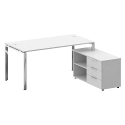 Стол рабочий руководителя с опорной тумбой левый METAL SYSTEM DIRECT БГ.СРТ-4.8 Пр Белый