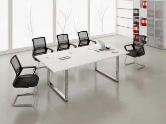 Стол системы БЭНЧ, переговорный, конечный GLOSS LINE НСПК-П.926 Белый Премиум