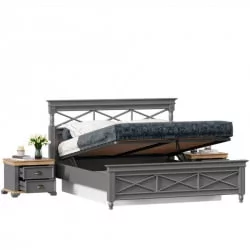 Кровать двуспальная 1600 с подъемным механизмом и тумбами Амели Оникс серый