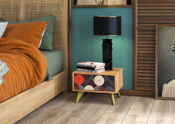 Тумба дизайнерская Фьюжн ТМ-004 дуб крафт золотой/VINIL