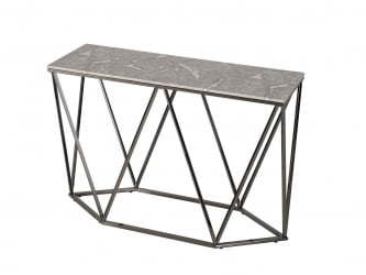 Консоль Авалон 122*41 серый мрамор сталь Темный хром