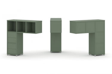 Надставка на стол низкая односторонняя + задняя стенка (5шт.) + блок с 2-мя ящиками (2шт.) CОНCЕПТ CН.ОНН-003 Кобо Белый металл / CONCEPT CN.ONN-003