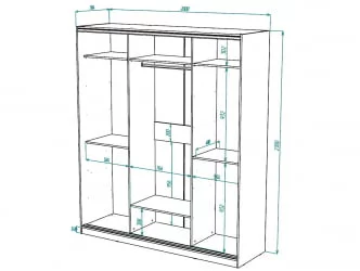Шкаф-купе 3-х дверный Виктория 2000х584х2300, Дуб сонома светлый 20ДЛЗЛДЛЗЛДЛЗЛ-ПЯШШ-Дсс 310-3132