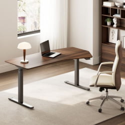 Стол компьютерный с электроприводом Eureka ERK-EDI-HTG-SW (Heptagon), орех