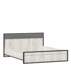Кровать двуспальная 1600 без основания Техно ЛД 678.140.000.011 Дуб Крафт белый Серый шифер