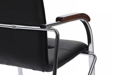 Стул Самба с деревянными подлокотниками SMB-02H Хром гальв. Черный