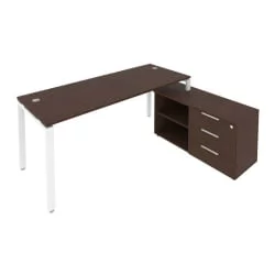 Рабочая станция на П-образном м/к с опорной тумбой правая Metal System Б.РС-СТС-2.5 Пр Венге/Белый