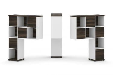 Надставка на стол высокая двухсторонняя + задняя стенка (8 шт.) CONCEPT CN.DNV-001 Дуб Мали Белый бриллиант Черный металл