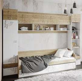 Детская кровать Оксфорд ТД-139.12.01 Ривьера Белый с рисунком