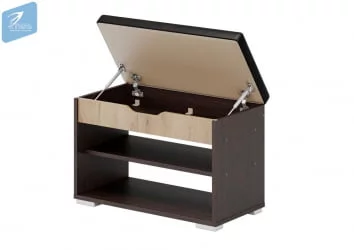 Банкетка Венге/дуб крафт золотой/Кожа Темно-коричневая Ostin