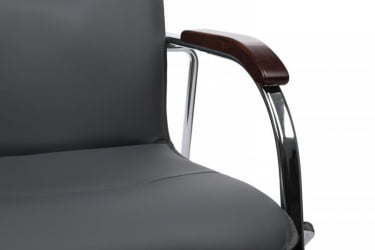 Стул Самба с деревянными подлокотниками СМБ-02Х Хром гальв. Серый / SMB-02H