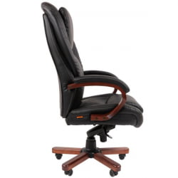 Кресло руководителя CHAIRMAN 408 кожа/экокожа, черный