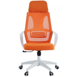 Кресло руководителя CХАИРМАН CХ636 ткань/сетка оранжевый, белый пластик (М) / CHAIRMAN CH636 (M)