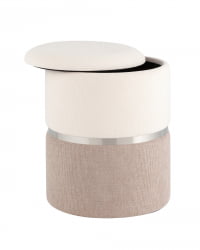 Пуф Кэрри с ящиком серебро шенилл Серо-бежевый