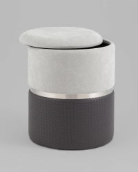 Пуф Кэрри с ящиком серо-черный шенилл с экокожей