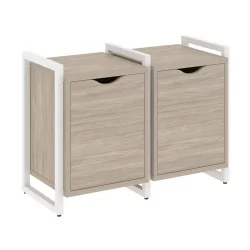 Тумба на регулируемых опорах наборная. Вариант №2 LOFT VR.L-TN-2.O Металл белый Дуб Аттик