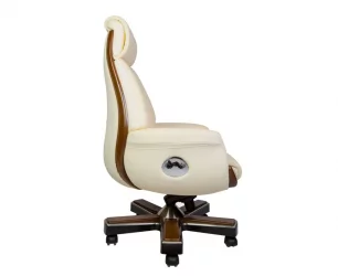 Кресло руководителя Трон кожа Слоновая кость