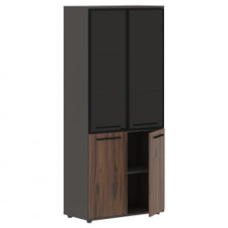 Шкаф комбинированный  с дверьми в металлической раме ЕДИС ЕХCС 85.7 Дуб Денвер темный Черный Мокко / EDIS EHCS