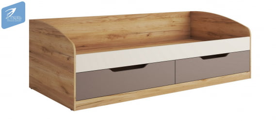 Кровать-тахта RICH КР-002 Миндаль/Глиняный серый/дуб крафт золотой