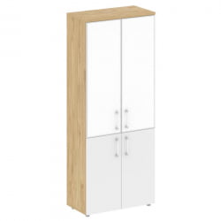 Шкаф высокий широкий Шифт СК.СТ-1.2Р вхите Тиквуд Светлый/Белый Бриллиант/Стекло Вхите 800*420*1977 / SK.ST-1.2R white White