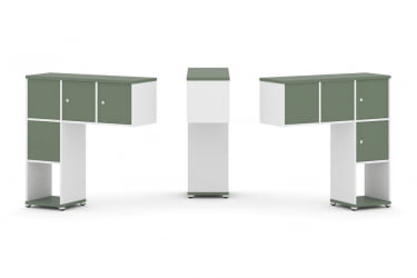 Надставка на стол низкая двухсторонняя + задняя стенка (4 шт.) + распашной фасад (4 шт.) CONCEPT CN.DNN-002 Кобо Белый бриллиант Белый металл