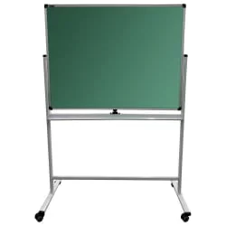 Доска для мела/магнитно-маркерная 2-сторонняя BRAUBERG PREMIUM на стенде 90х120 см Зеленая-белая