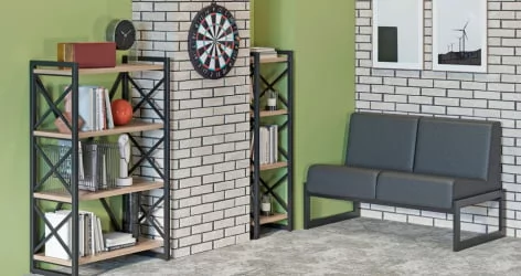 Стеллаж на колесных опорах - 4 полки LOFT  VR.L-MST.K-4.4V Металл черный Дуб Аттик