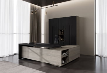 Кабинет руководителя VELION №1 Яшма черный Дуб Сильвер