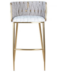 Стул барный ДОБРИН ЕММА ГОЛД (белый ПУ (Т-01), белая ткань (Ф-49)) 4 шт / DOBRIN EMMA GOLD PU (T-01), (F-49))