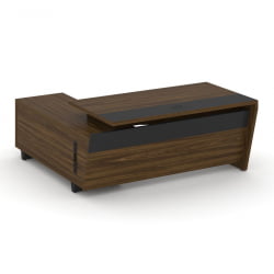 Стол руководителя с опорной тумбой, правый Corner COR.SRT-18(R) Орех Лоренцо Графит