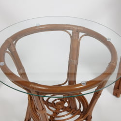 ТЕРРАСНЫЙ КОМПЛЕКТ NEW BOGOTA (2 кресла + стол) /с подушками/ ротанг, кресло 61х67х78,5 см, диаметр стола 50см, coco brown (коричневый кокос)