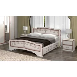 Кровать Карина-6 200х180 с выкатными ящиками Дуб молочный